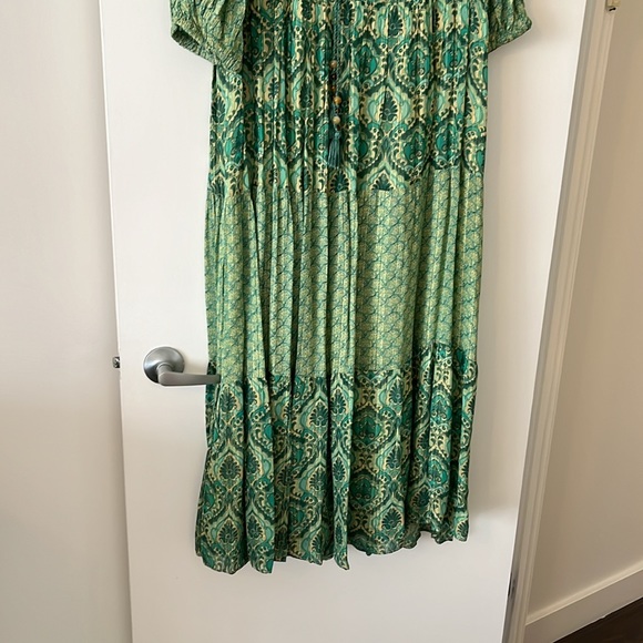 Zara long green printed dress - Picture 3 of 8